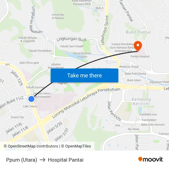 Ppum (Utara) to Hospital Pantai map