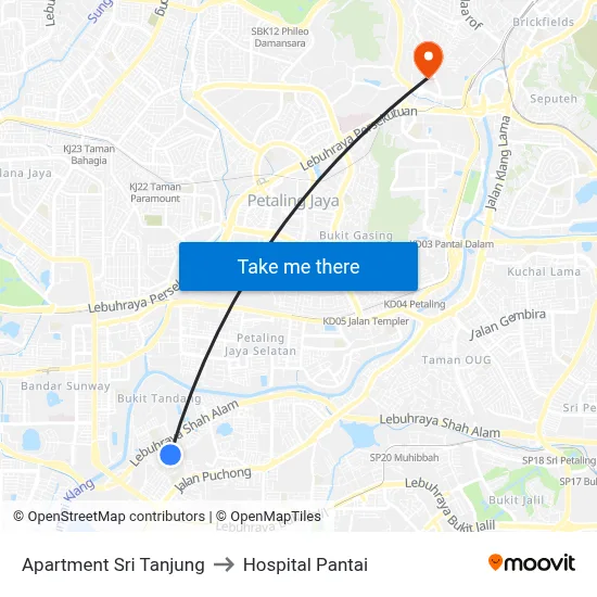 Apartment Sri Tanjung to Hospital Pantai map