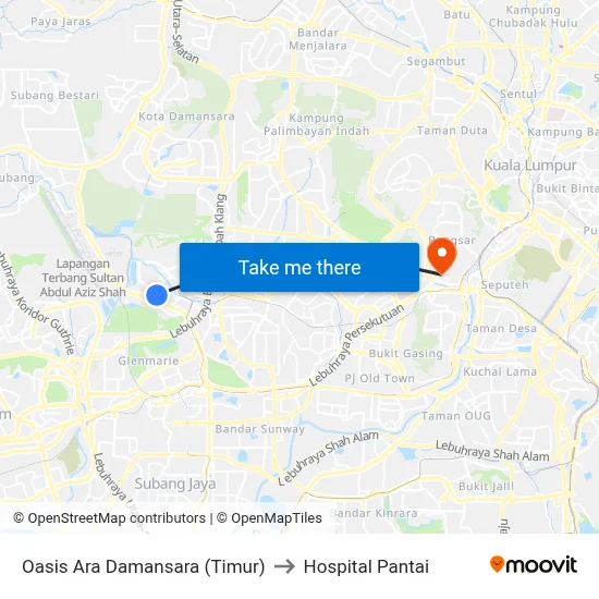 Oasis Ara Damansara (Timur) to Hospital Pantai map