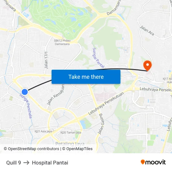 Quill 9 to Hospital Pantai map