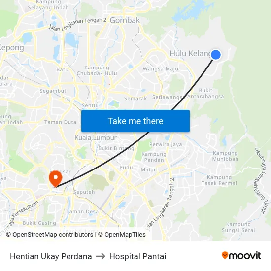 Hentian Ukay Perdana to Hospital Pantai map