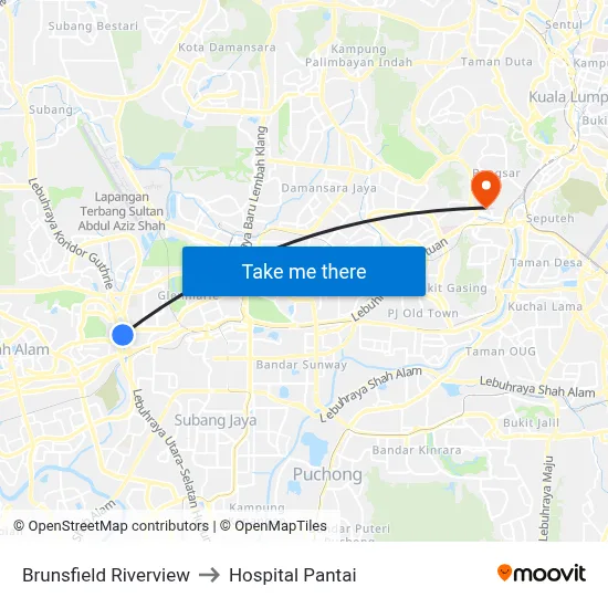 Brunsfield Riverview to Hospital Pantai map