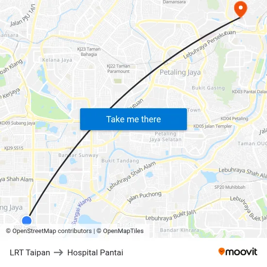 LRT Taipan to Hospital Pantai map