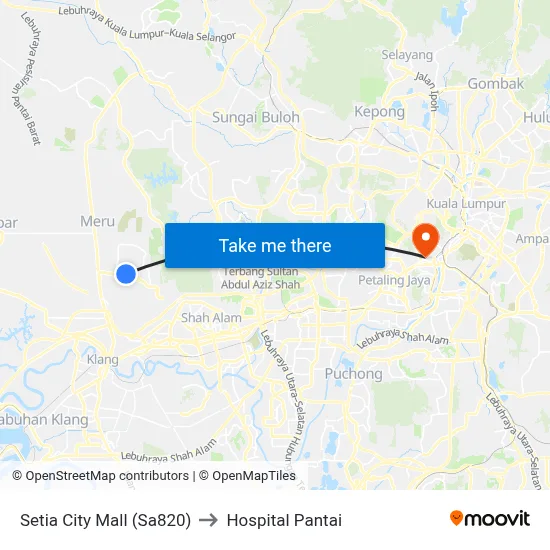 Setia City Mall (Sa820) to Hospital Pantai map