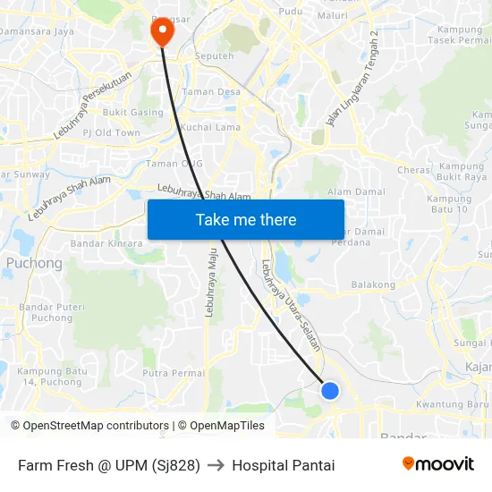 Farm Fresh @ UPM (Sj828) to Hospital Pantai map