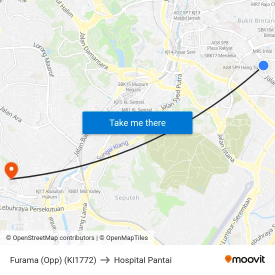 Furama (Opp) (Kl1772) to Hospital Pantai map
