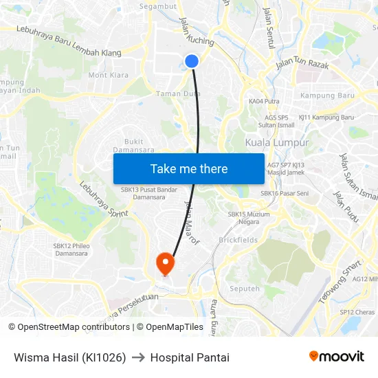 Wisma Hasil (Kl1026) to Hospital Pantai map
