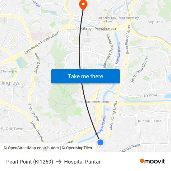 Pearl Point (Kl1269) to Hospital Pantai map