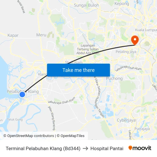 Terminal Pelabuhan Klang (Bd344) to Hospital Pantai map