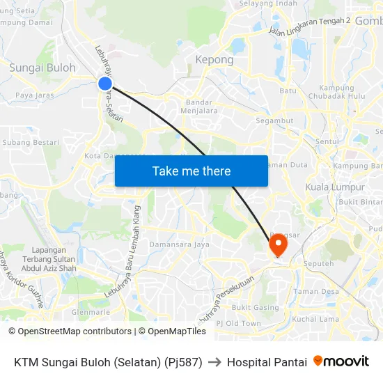KTM Sungai Buloh (Selatan) (Pj587) to Hospital Pantai map
