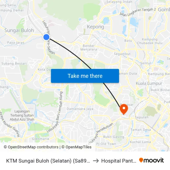KTM Sungai Buloh (Selatan) (Sa898) to Hospital Pantai map