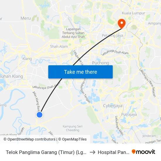 Telok Panglima Garang (Timur) (Lg173) to Hospital Pantai map