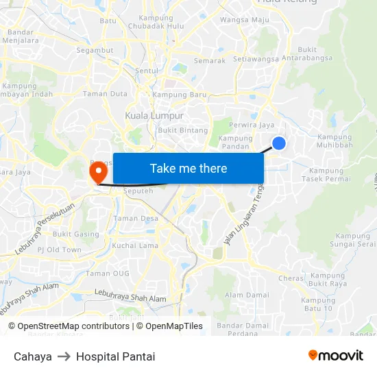 Cahaya to Hospital Pantai map