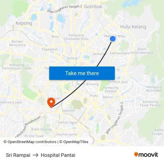 Sri Rampai to Hospital Pantai map