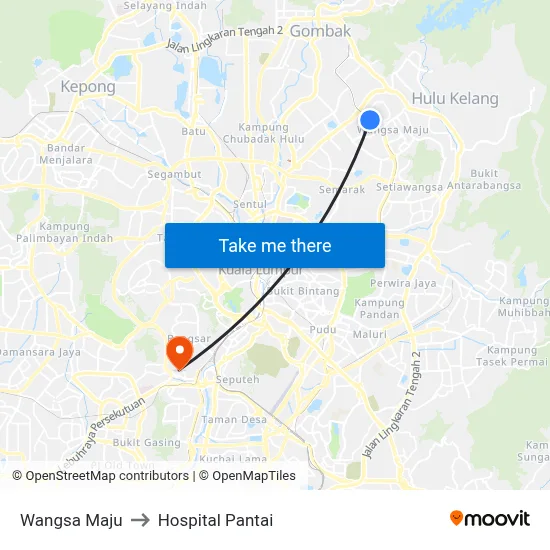 Wangsa Maju to Hospital Pantai map