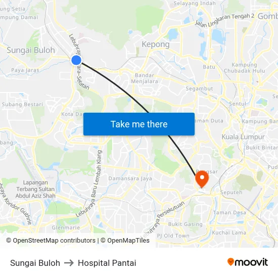 Sungai Buloh to Hospital Pantai map