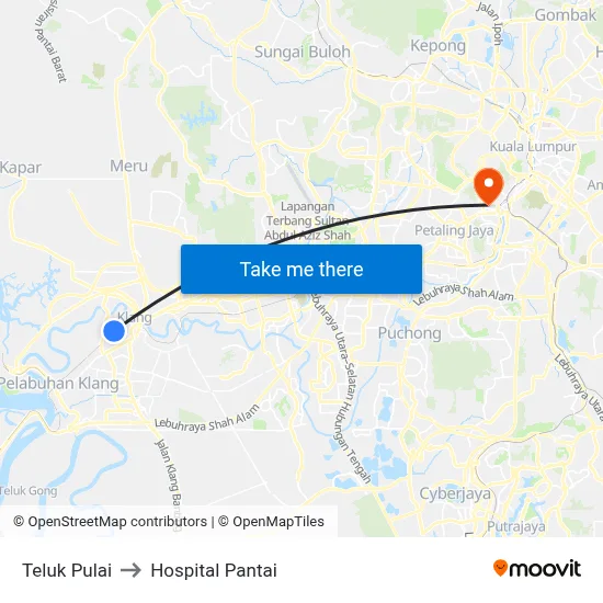 Teluk Pulai to Hospital Pantai map