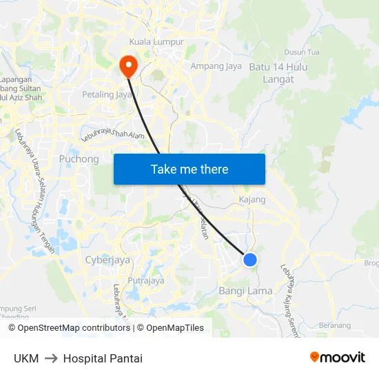 UKM to Hospital Pantai map
