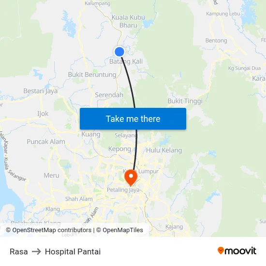 Rasa to Hospital Pantai map