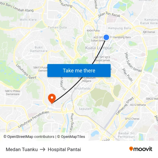 Medan Tuanku to Hospital Pantai map
