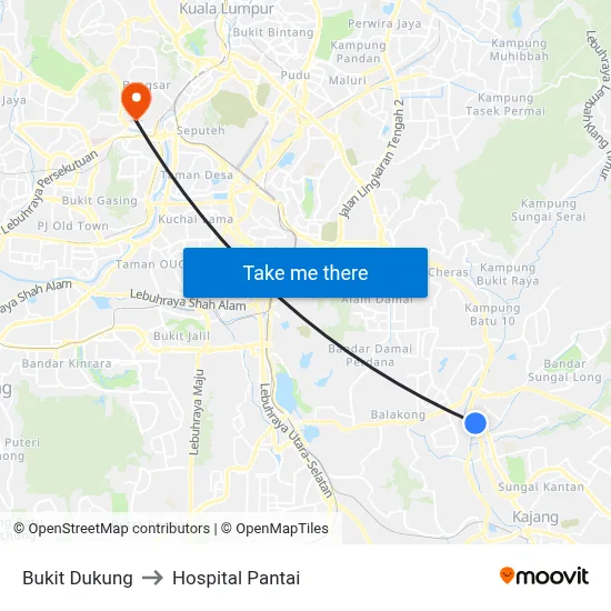 Bukit Dukung to Hospital Pantai map