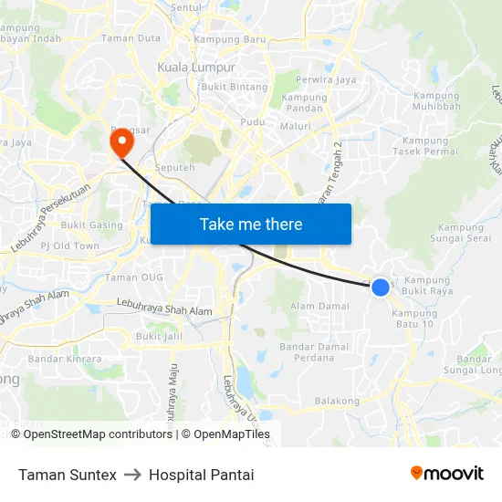 Taman Suntex to Hospital Pantai map