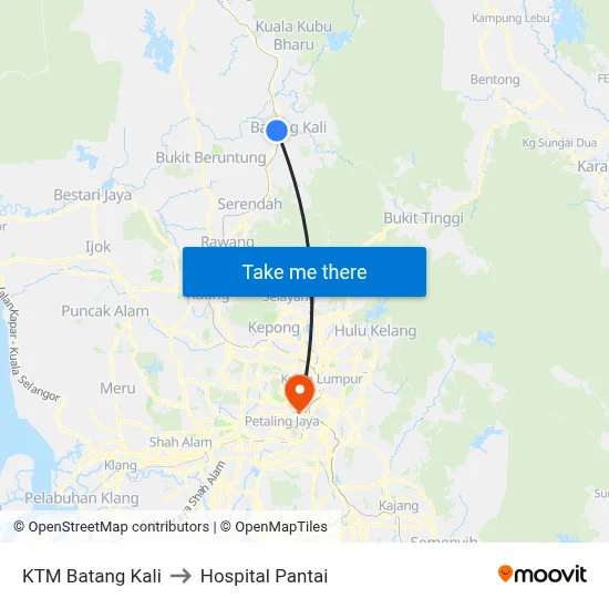 KTM Batang Kali to Hospital Pantai map