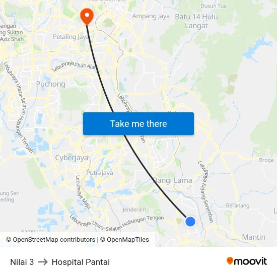 Nilai 3 to Hospital Pantai map