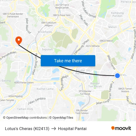 Lotus's Cheras (Kl2413) to Hospital Pantai map