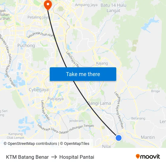 KTM Batang Benar to Hospital Pantai map