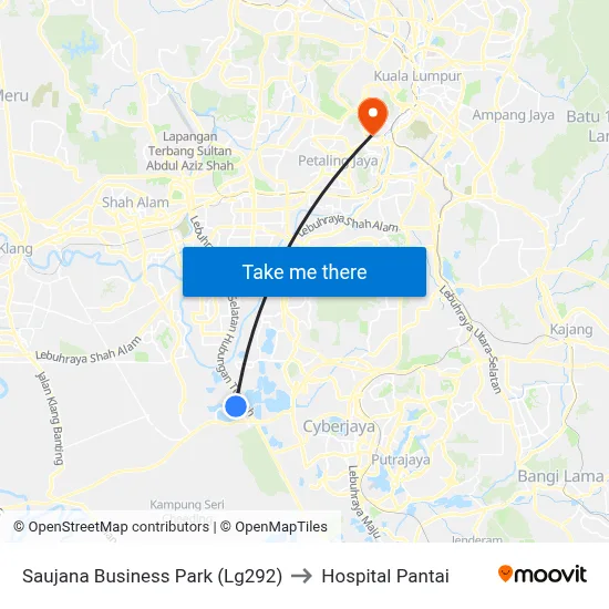 Saujana Business Park (Lg292) to Hospital Pantai map