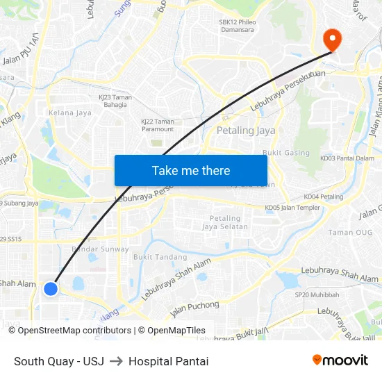 South Quay - USJ to Hospital Pantai map
