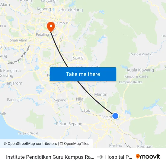 Institute Pendidikan Guru Kampus Raja Melewar to Hospital Pantai map