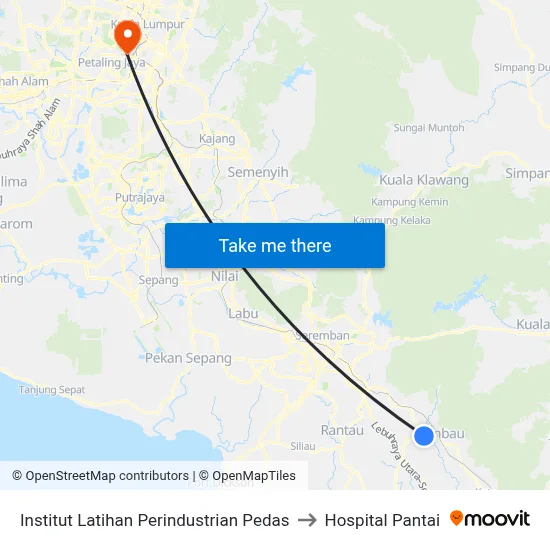 Institut Latihan Perindustrian Pedas to Hospital Pantai map