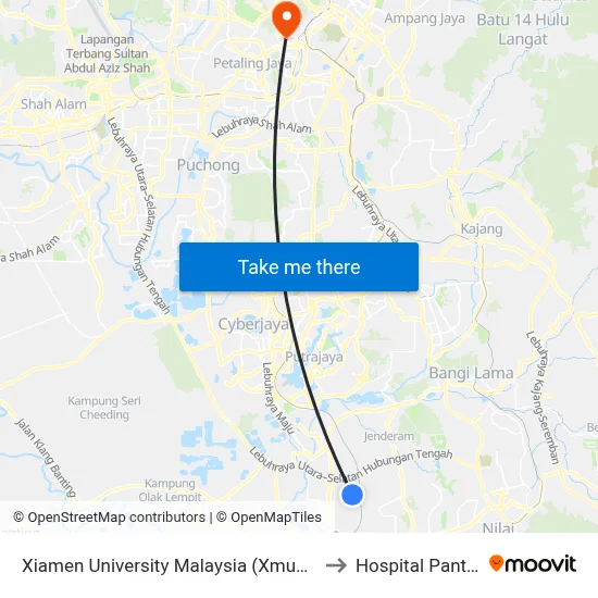 Xiamen University Malaysia (Xmum) to Hospital Pantai map