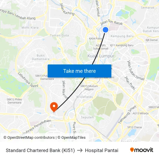Standard Chartered Bank (Kl51) to Hospital Pantai map