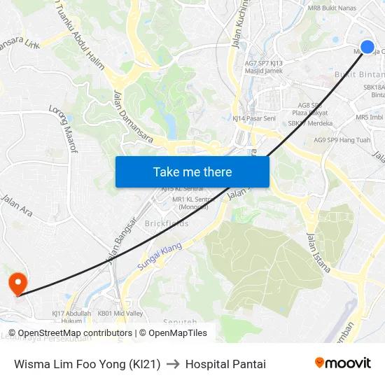Wisma Lim Foo Yong (Kl21) to Hospital Pantai map