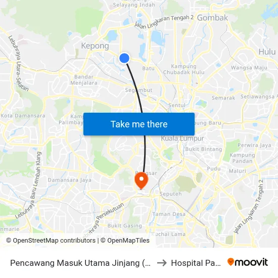 Pencawang Masuk Utama Jinjang (Kl480) to Hospital Pantai map