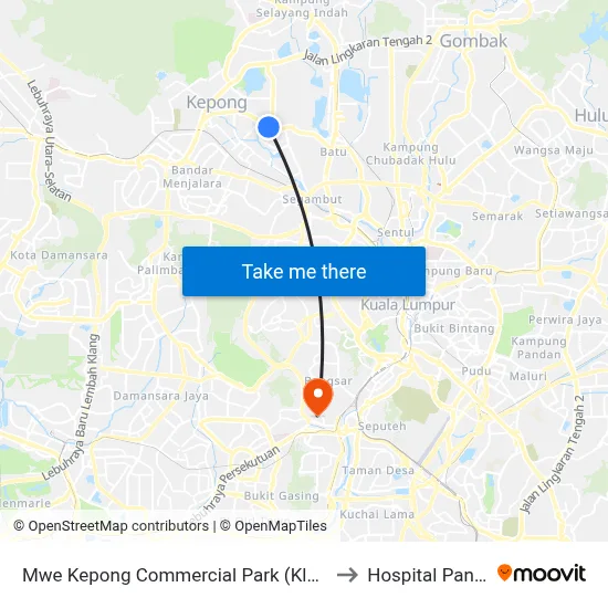 Mwe Kepong Commercial Park (Kl482) to Hospital Pantai map