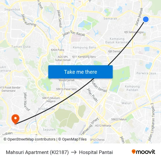 Mahsuri Apartment (Kl2187) to Hospital Pantai map