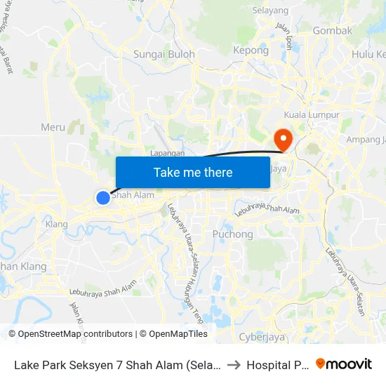 Lake Park Seksyen 7 Shah Alam (Selatan) (Sa301) to Hospital Pantai map