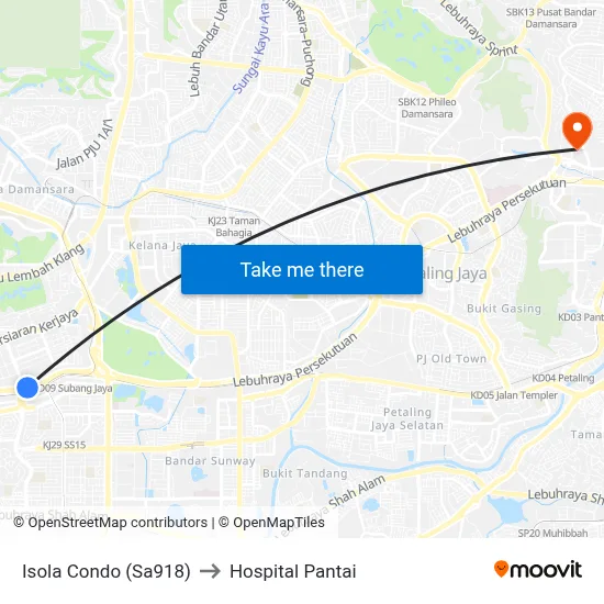 Isola Condo (Sa918) to Hospital Pantai map