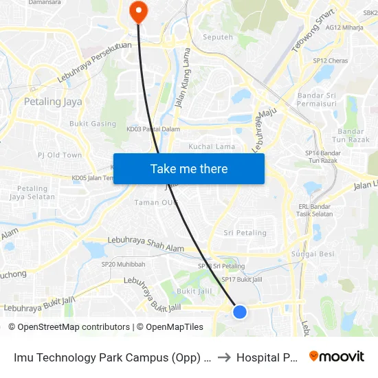 Imu Technology Park Campus (Opp) (Kl2007) to Hospital Pantai map