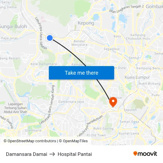 Damansara Damai to Hospital Pantai map