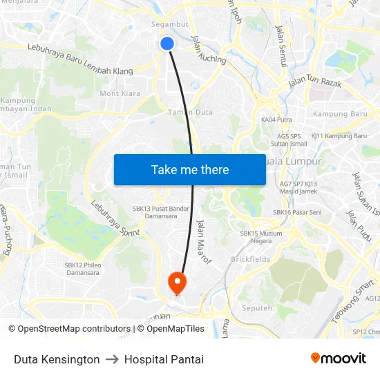 Duta Kensington to Hospital Pantai map