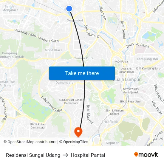 Residensi Sungai Udang to Hospital Pantai map