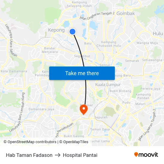 Hab Taman Fadason to Hospital Pantai map