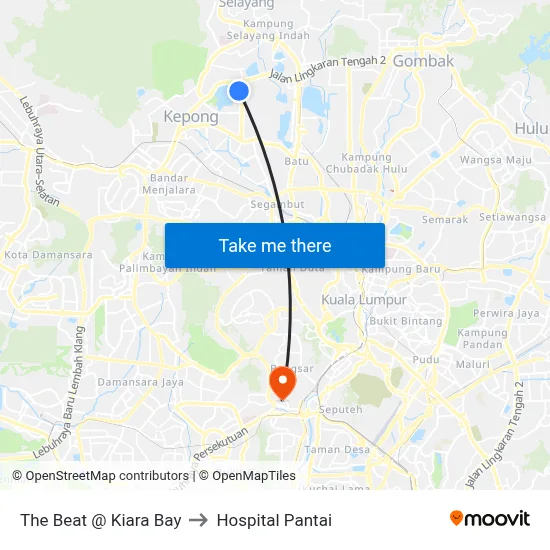 The Beat @ Kiara Bay to Hospital Pantai map