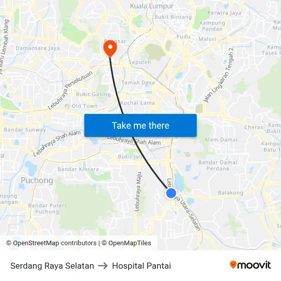 Serdang Raya Selatan to Hospital Pantai map