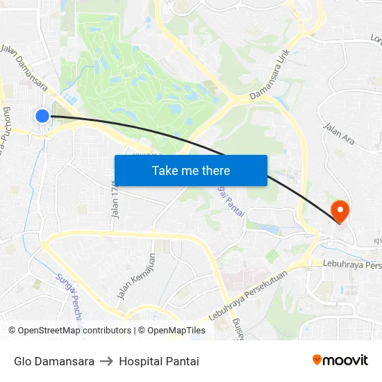 Glo Damansara to Hospital Pantai map